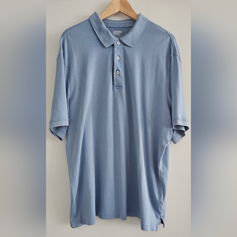 Lands End Men's Banded Short Sleeve Pima Polo Size XXL